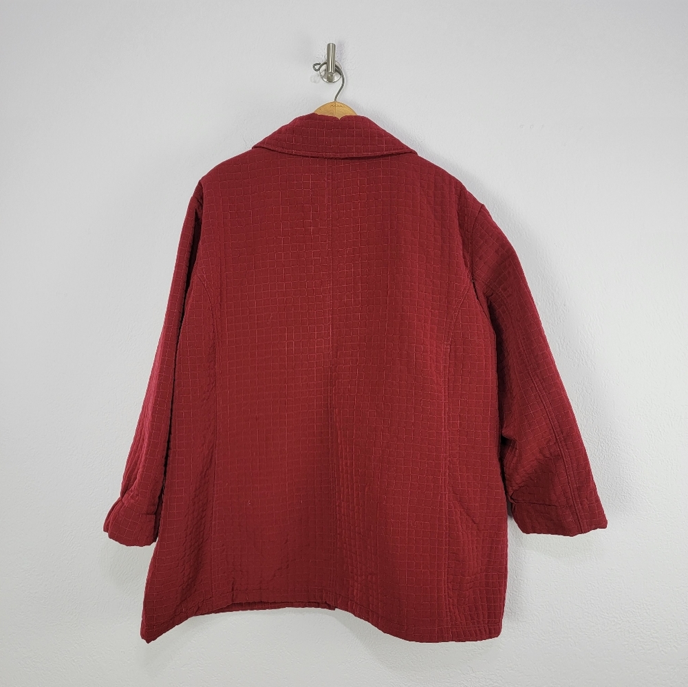 Tudor Court by Haband Red Quilted Snap Button Jacket Size 2X - Picture 12 of 14